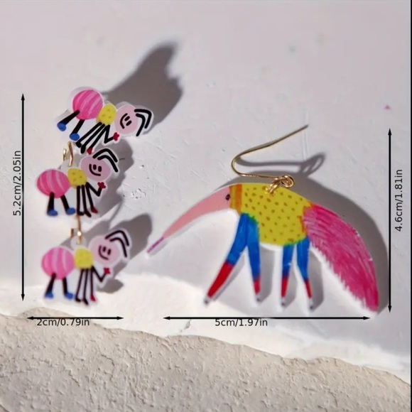 ๐ฅAnteater and Ants Unique Asymmetrical Dangle Earrings - Picture 3 of 3